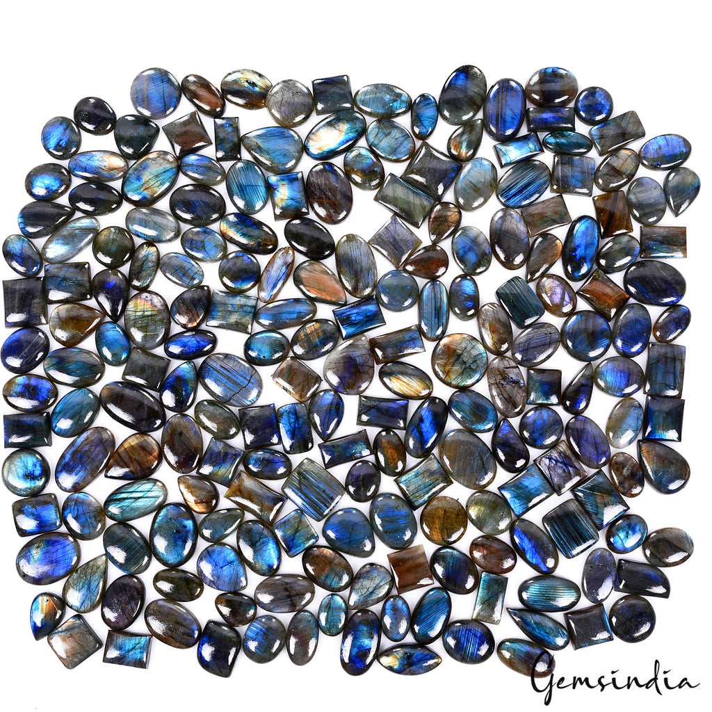 5000 Ct Natural Blue Flash Labradorite Mix Shape Loose Cabochon Gemstones 192 Pc