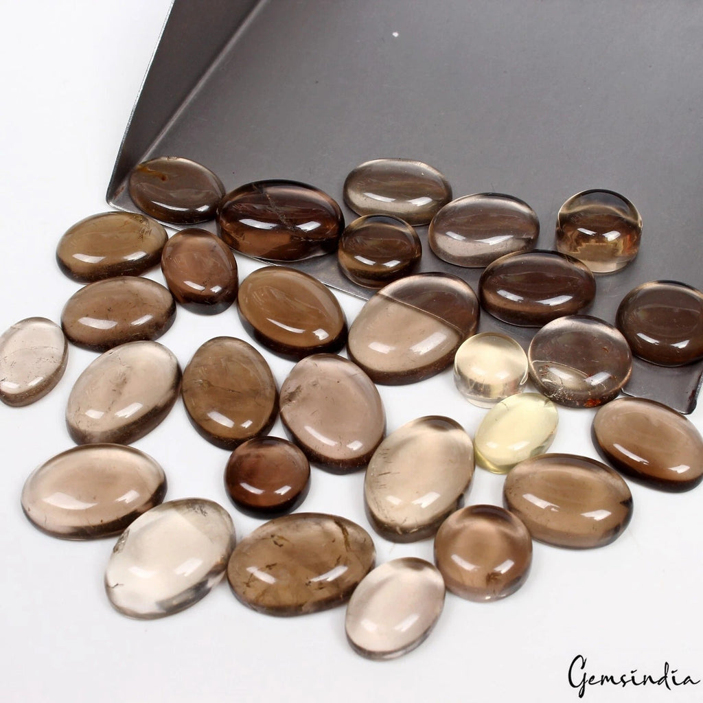 231 Ct/29 Pcs Natural Untreated Brown Smoky Quartz Oval Cab Gems For Jewelry