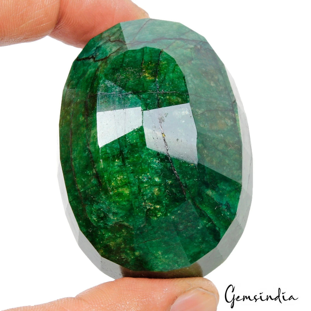 Brazilian Emerald Loose Gemstone, Color Enhanced, Green — 61 x 45 x 35 mm, 700 Ct, Brazil