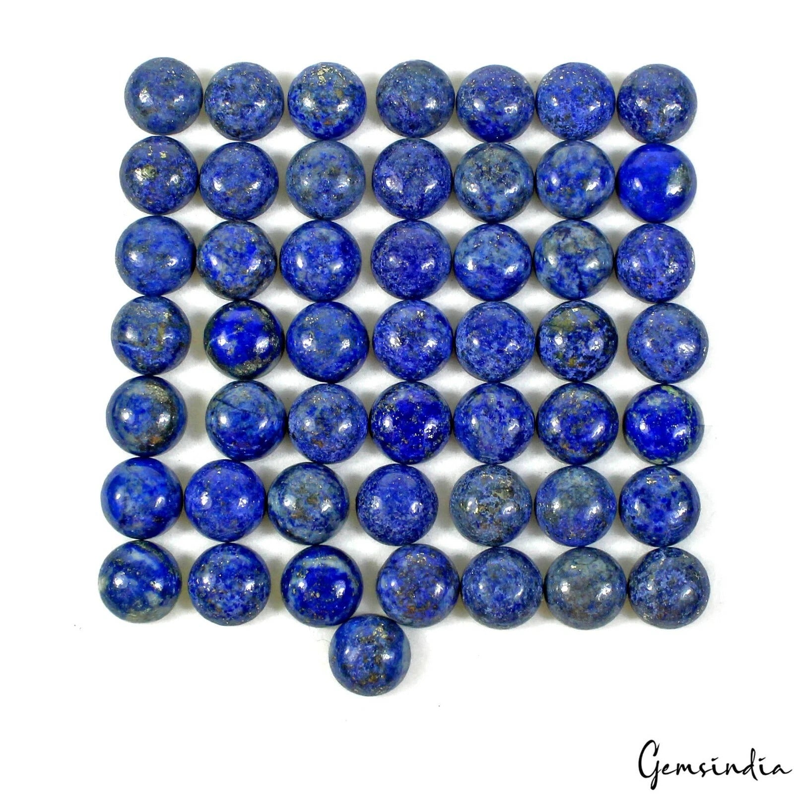 Lapis Lazuli Lot, Cabochon, Blue — 50 Pieces, 10mm, 240.75 Ct, Afghanistan