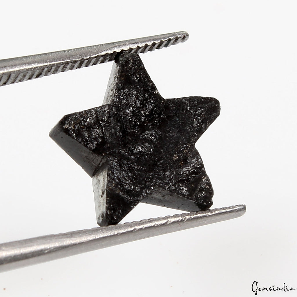 4.8 Carats 100% Natural Polished Star Shape Loose Earth Mined Black Diamond~12mm