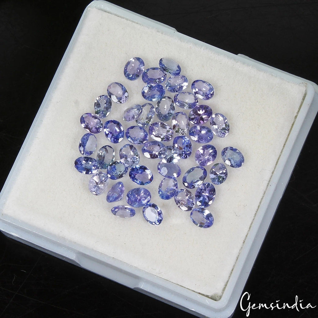 44 Pcs Natural Blue Tanzanite 3mm-4mm Oval Cut Sparkling Violet Blue Loose Gems