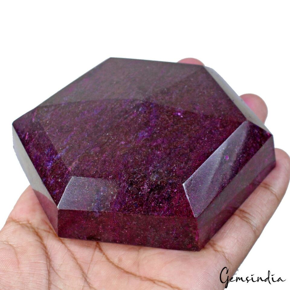 3300 Cts Natural Deep Red Ruby Hexagon Cut Loose Earth mined Gemstone w/ Stand