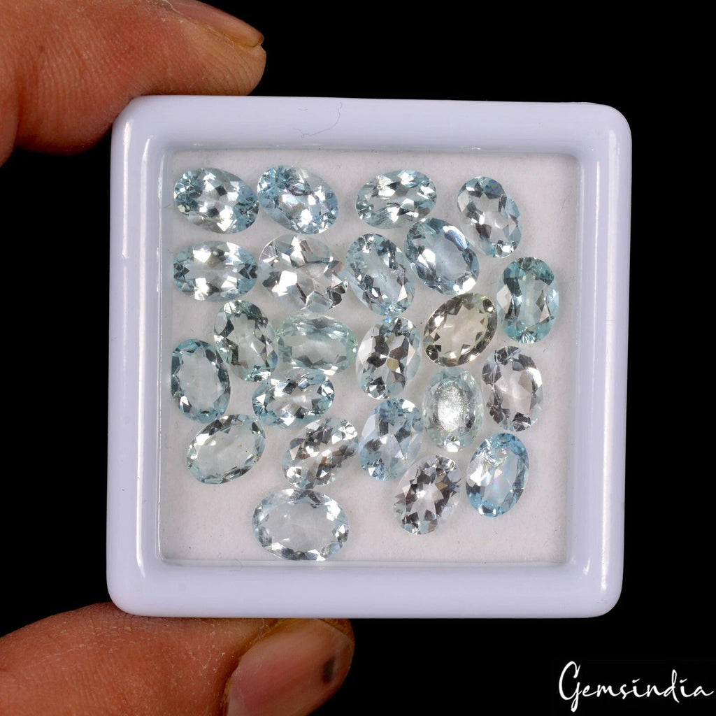 Certified 15.90 Ct/23 Pcs Natural Blue Aquamarine Oval Cut Rare Gems For jewelry