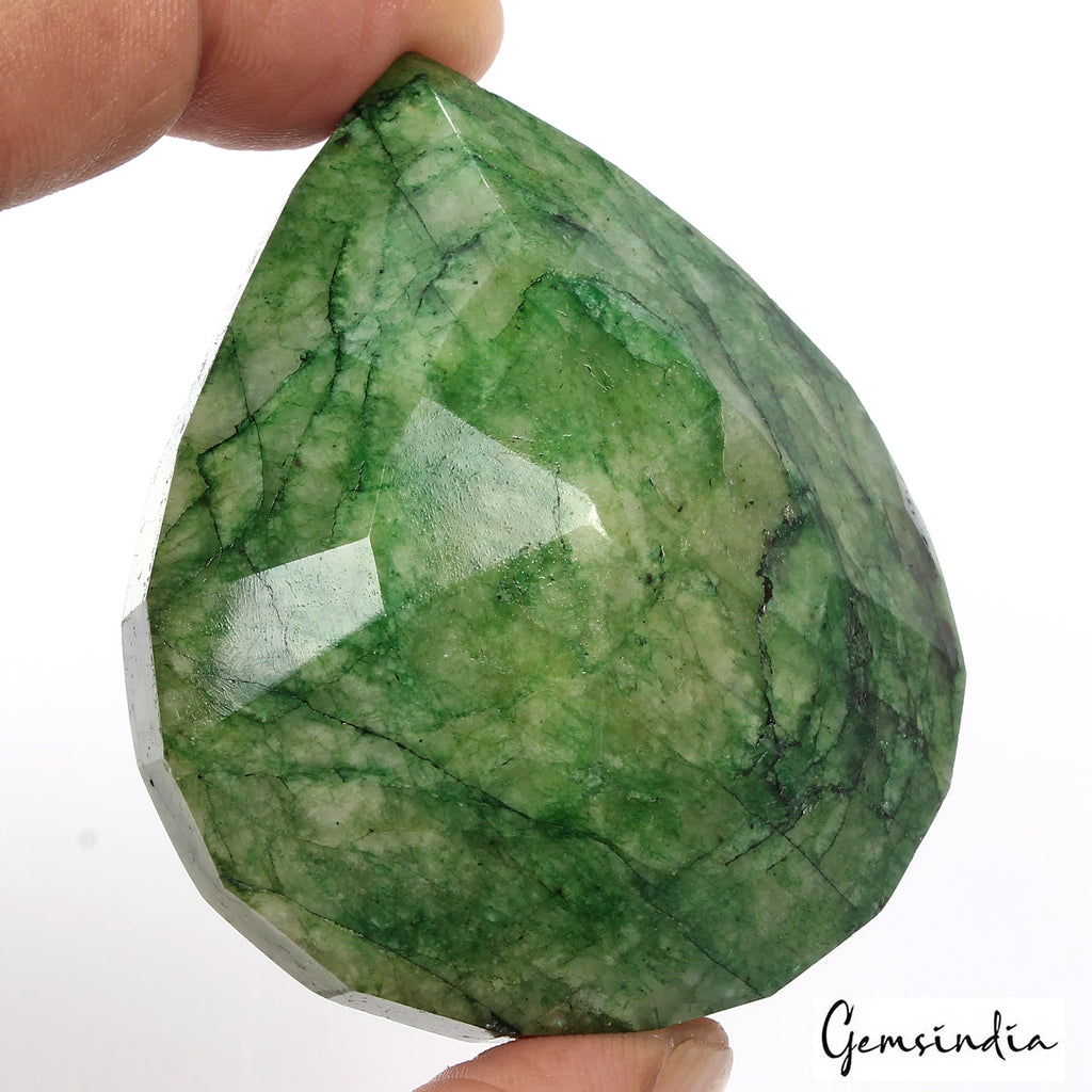 500 Ct Natural Green Brazilian Emerald Pear Faceted Earth Mined Loose Gemstone