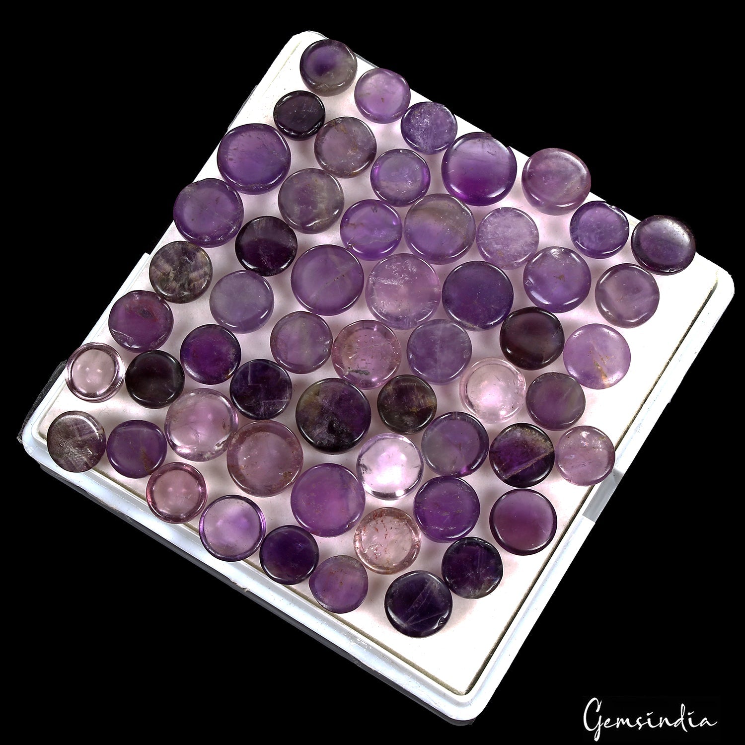 289.30 Ct Natural Untreated Purple Amethyst Round Cab Loose Wholesale Gems Lot