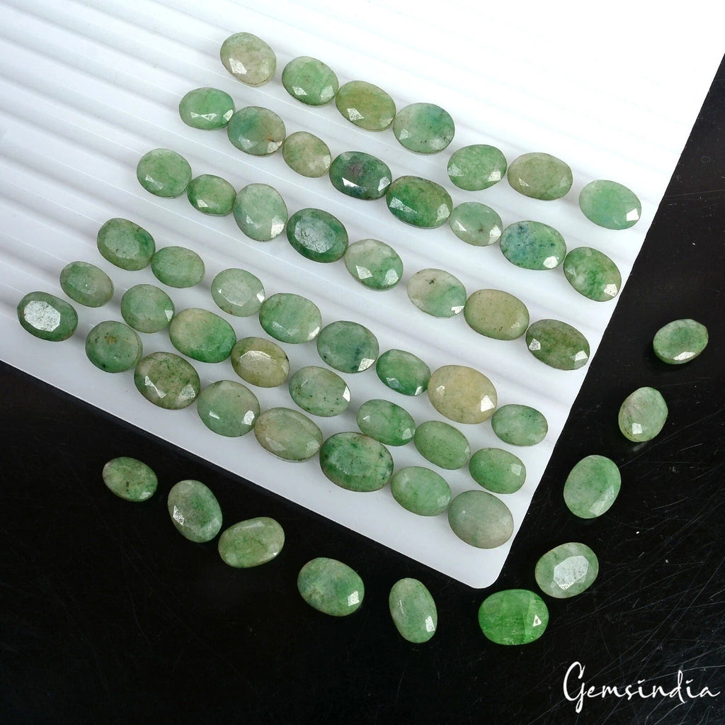 230 Cts/57 Pcs Natural Brazilian Green Emerald Oval Cut 10mm-13mm Loose Gems Lot
