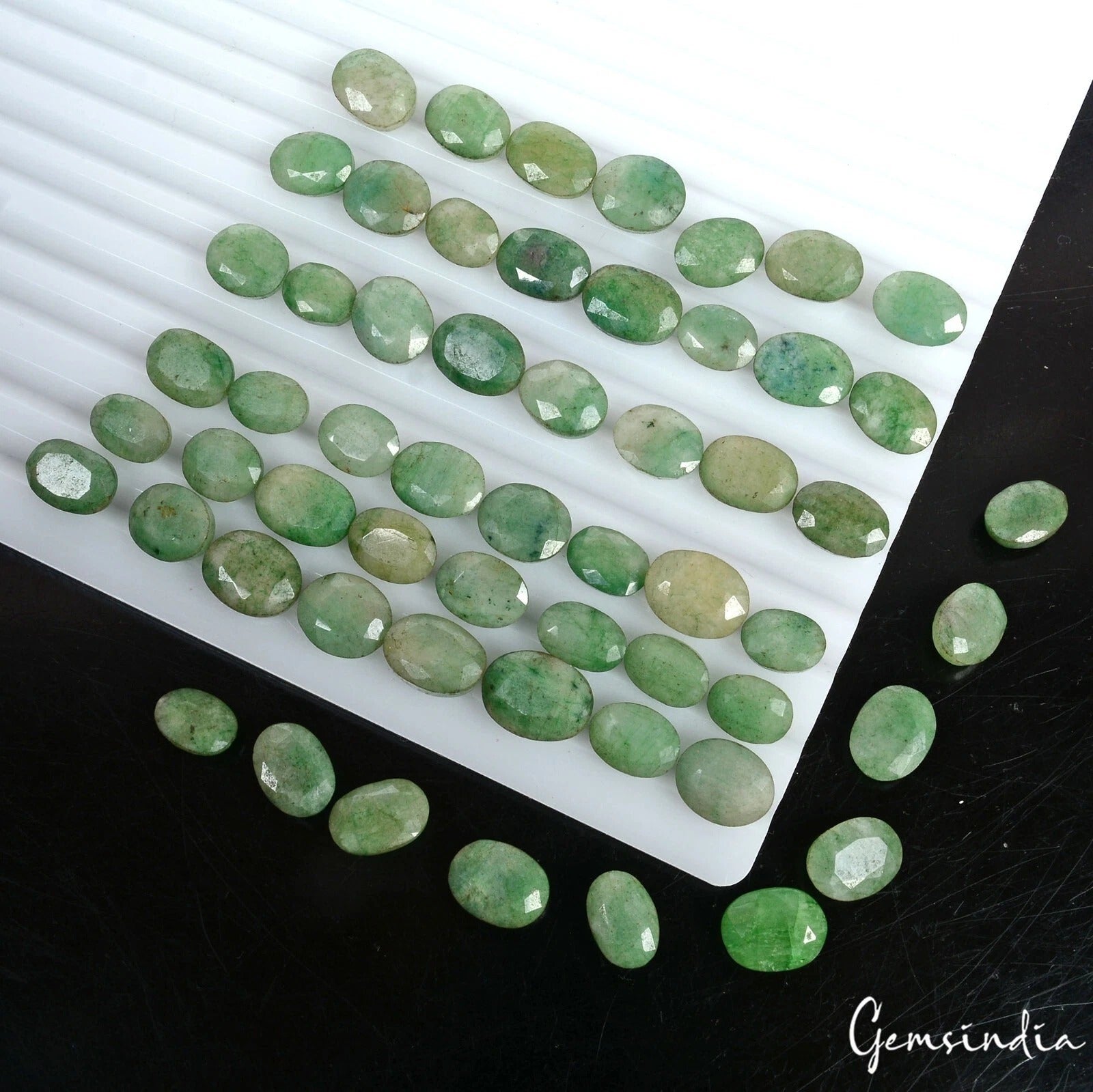 230 Cts/57 Pcs Natural Brazilian Green Emerald Oval Cut 10mm-13mm Loose Gems Lot