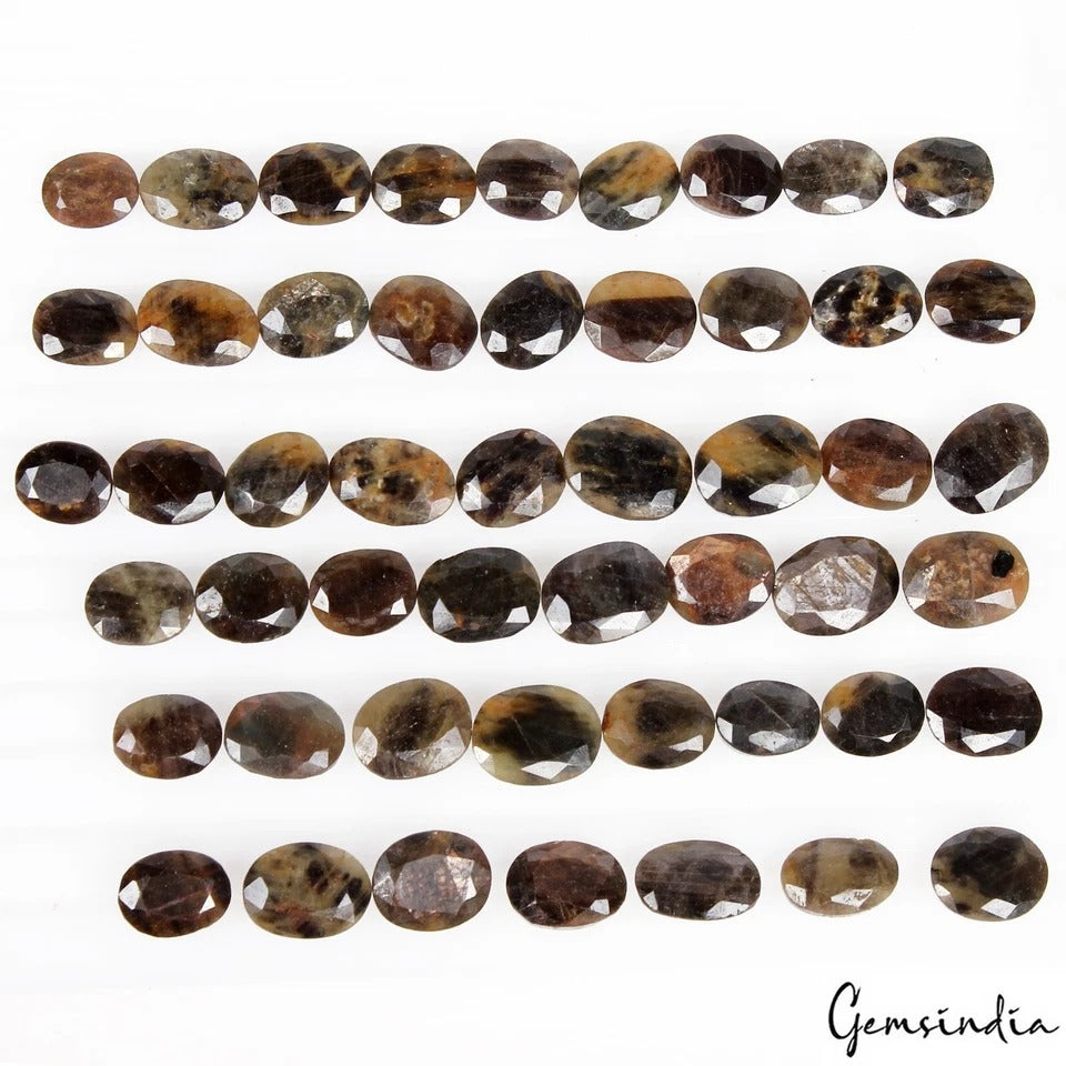 500 Ct/50 Pc Natural Untreated Brown Sapphire Oval Cut Loose Ring Size Gemstones