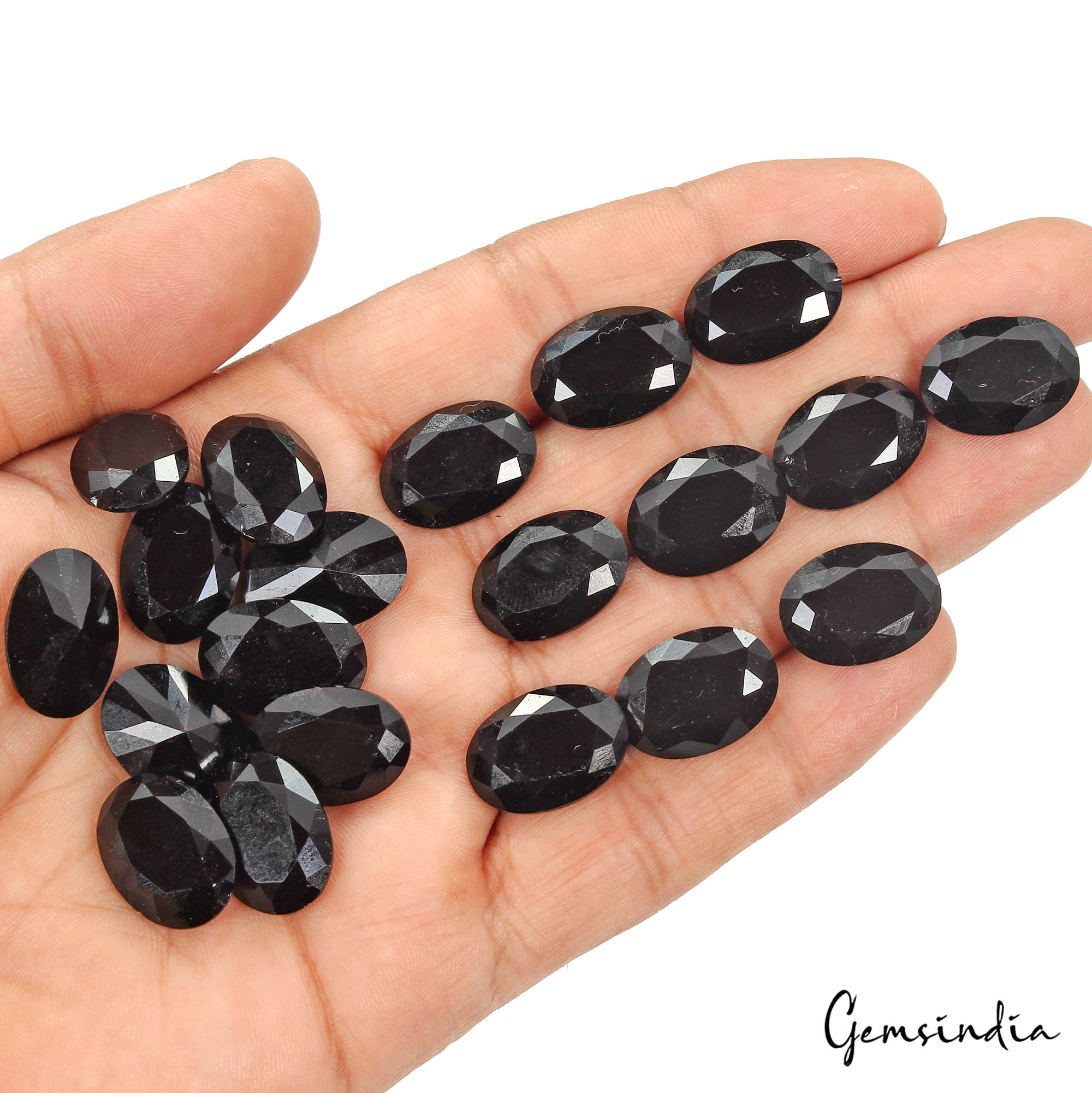 Black Onyx Lot, Loose Gemstone — 20 Pieces, 17mm, 163.10 Ct, Brazil
