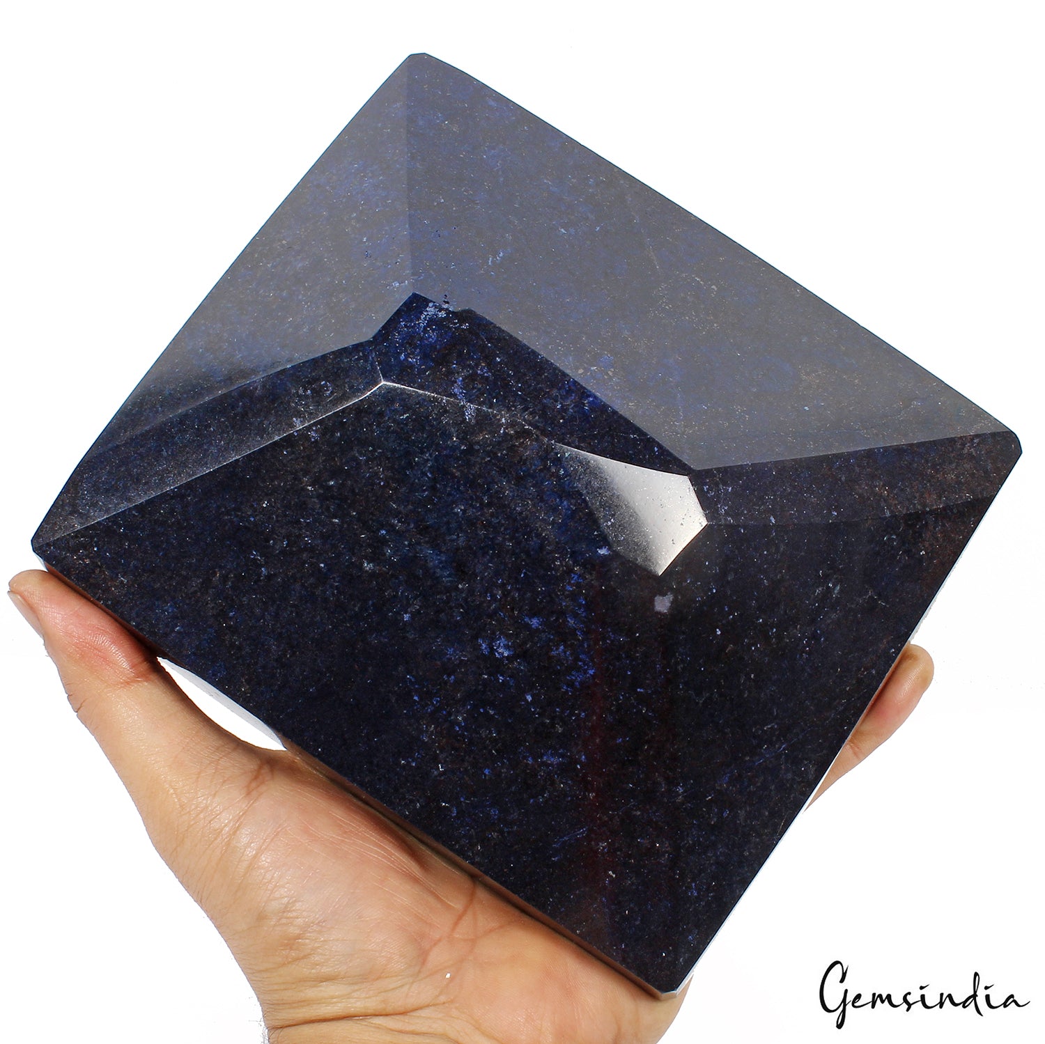 Blue Sapphire Rough, Octagon Cut, Color Enhanced — 6.9x6x2.8 Inches, 3.8 Kg (19000 Ct), Madagascar