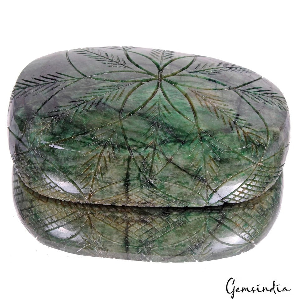 Certified 2450Ct Natural Brazilian Green Emerald Oval Shape Hand Carved Gemstone
