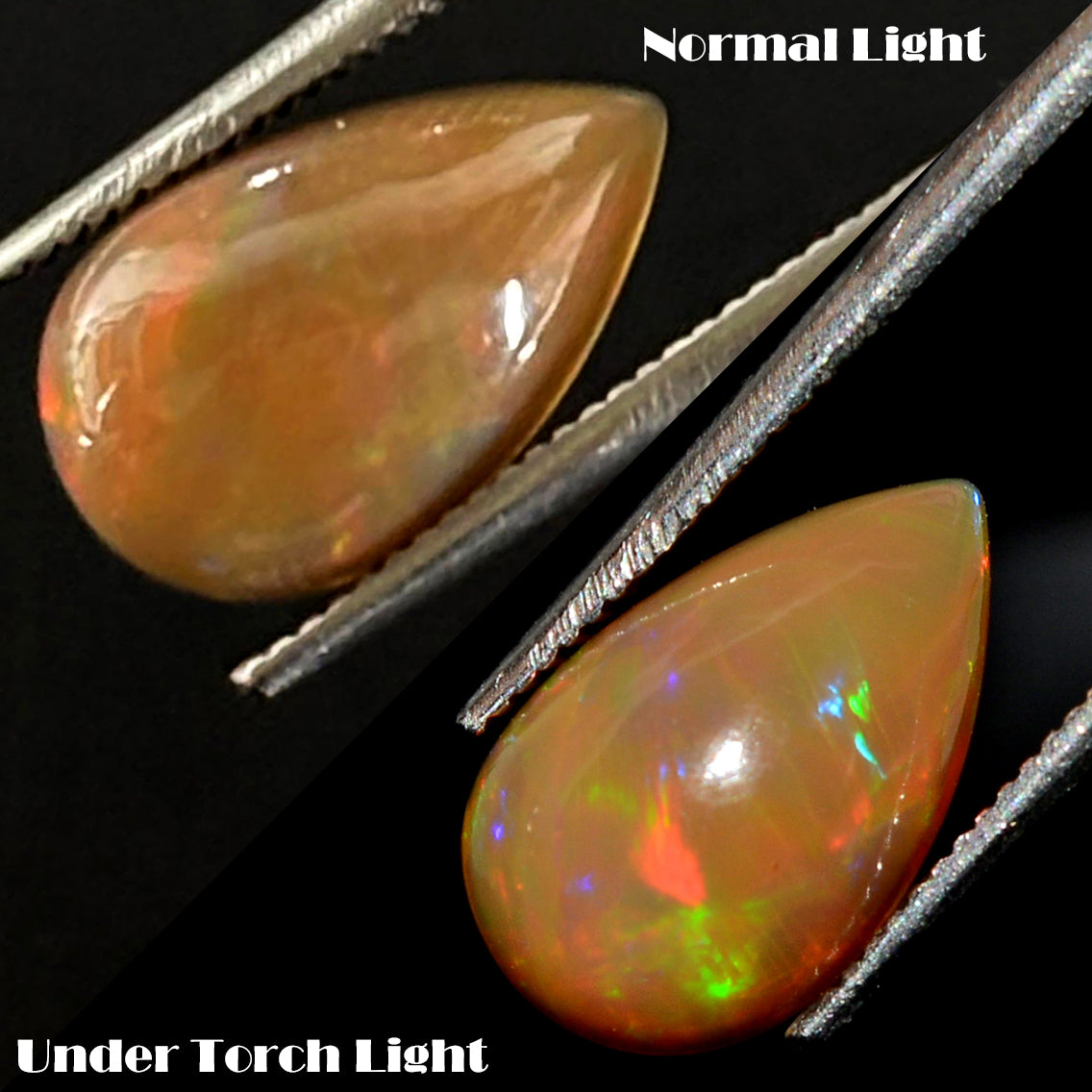 Opal Loose Gemstone, Pear Cabochon, Untreated — 12x7x4mm, 1.50 Ct, Ethiopia
