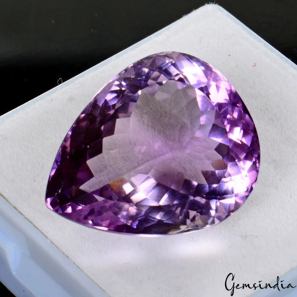 Pear Cut Natural Unheated Top Purple Amethyst Uruguay 32.80 Ct 23x19mm Big Gem