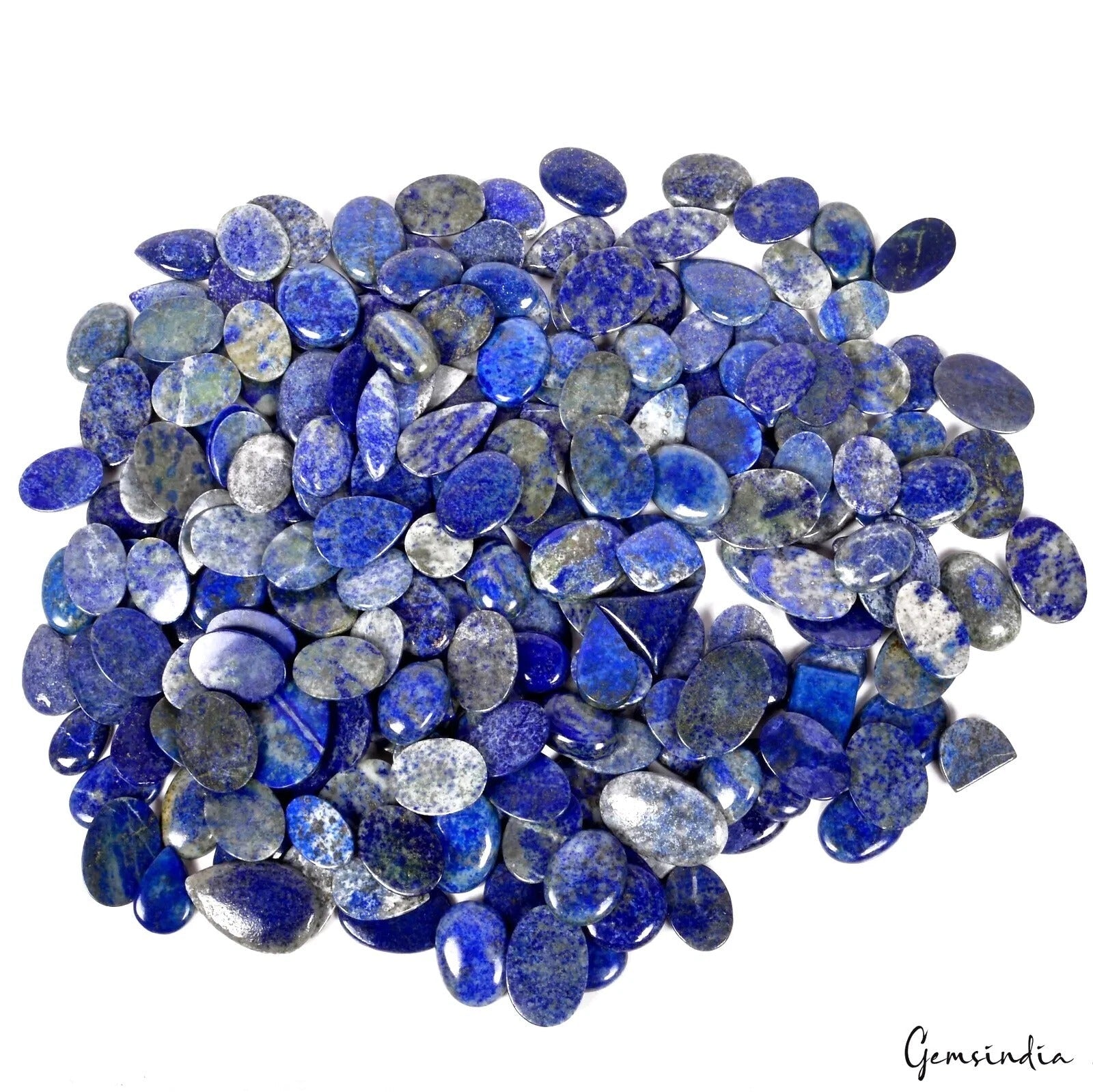 1.5Kg/215 Pcs Natural Blue Gold Pyrite Lapis Lazuli Mix Cab Loose Wholesale Gems