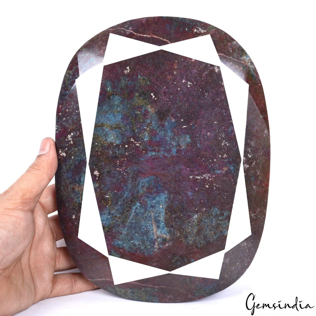 Huge 4.27Kg Natural Untreated Bi Color Ruby Kyanite Oval Faceted Museum Size Gem
