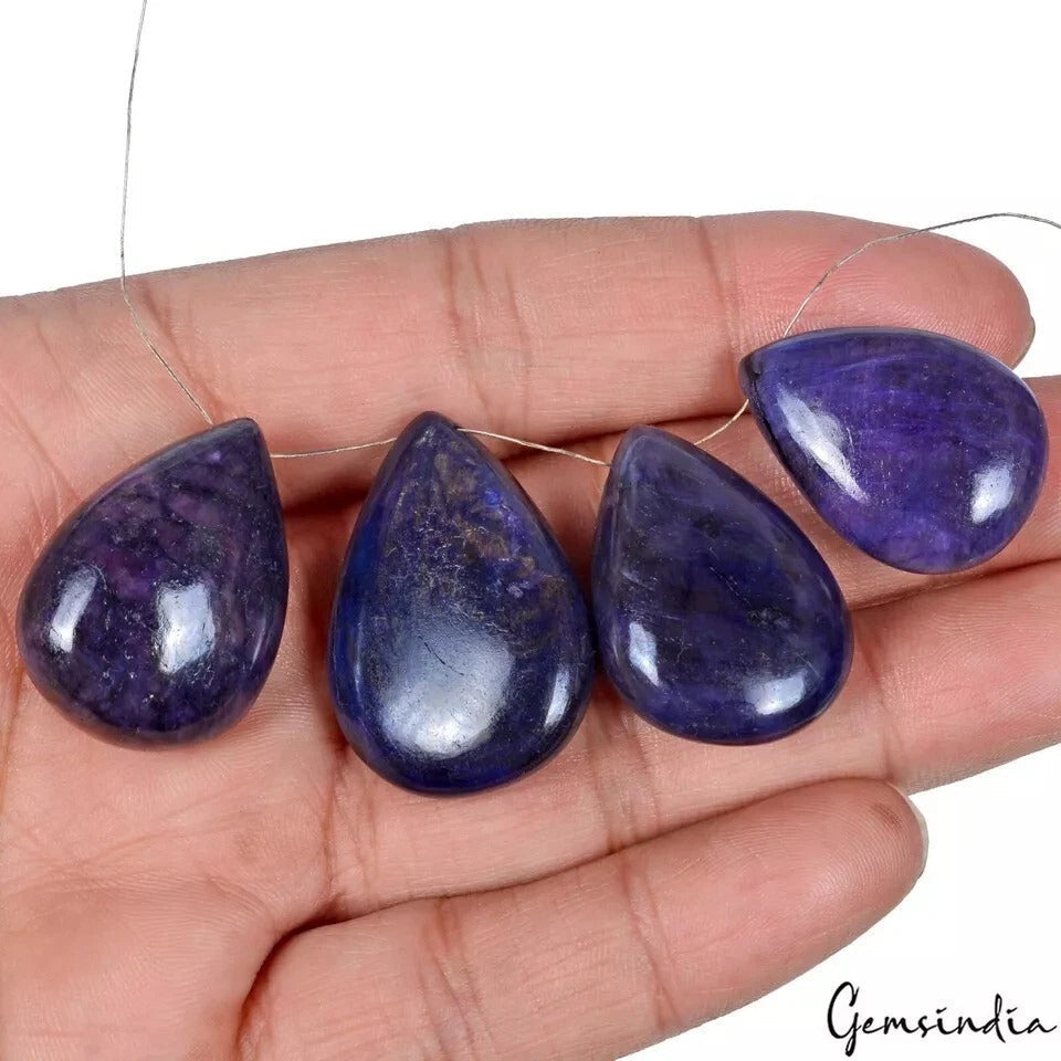 275 Ct/4 Pcs Natural Blue Sapphire Pear Cab Almond Shape Drilled Briolette
