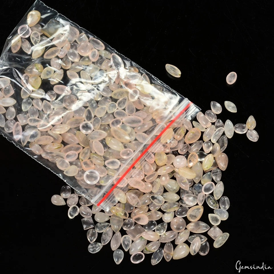 Rose Quartz Lot, Cabochon, Untreated, Pink — 314 Pieces, 5mm to 11mm, 330 Ct, Madagascar