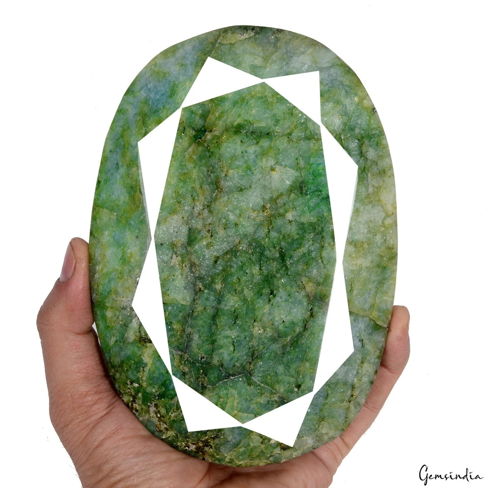 1.9Kilo Natural Brazilian Green Emerald Oval Faceted Museum Size Earth mined Gem