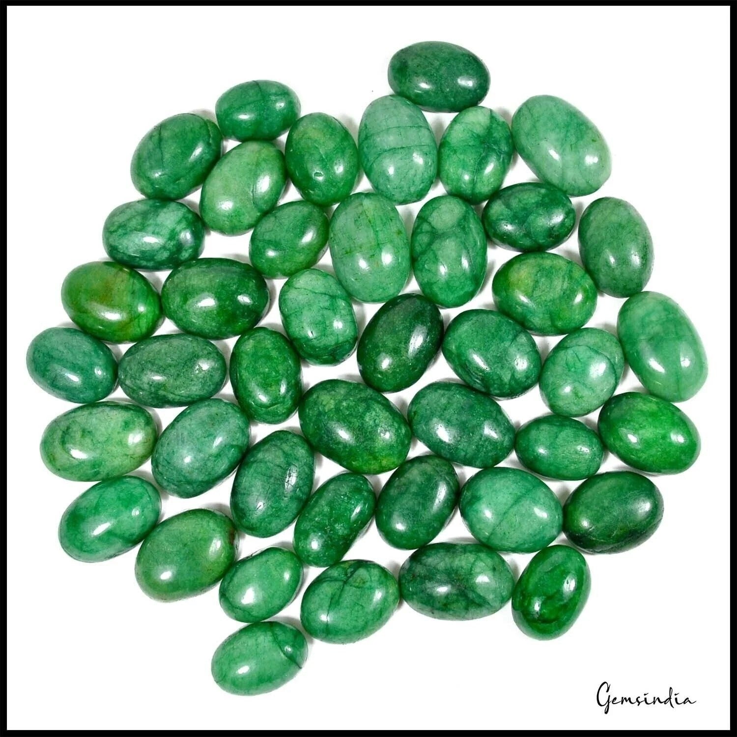 700 Ct Natural Green Brazilian Emerald Oval Cab Loose Gems Lot 43 Pc For Jewelry