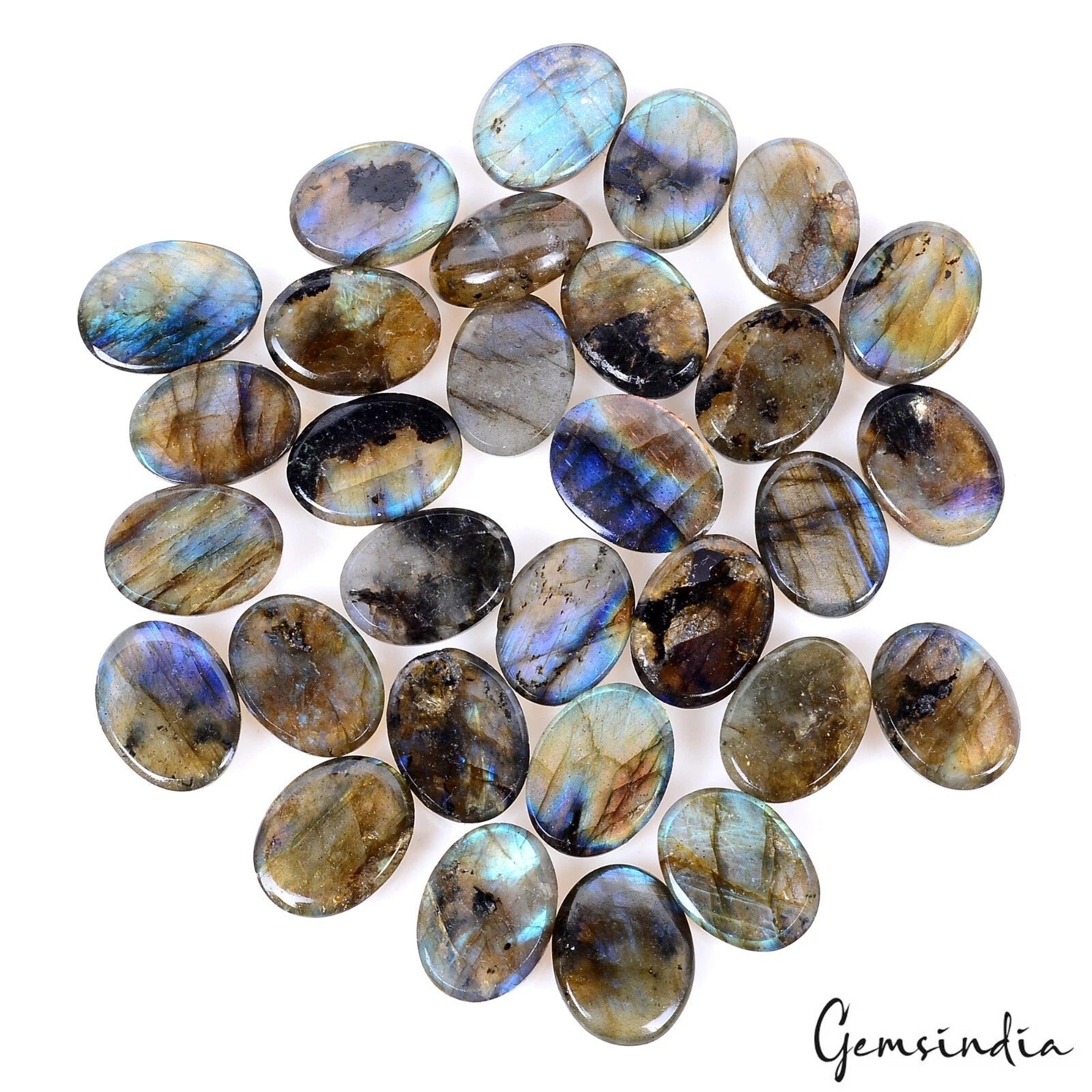 256 Ct/30 Pcs Natural Untreated Blue Shine Labradorite Loose Oval Cab Loose Gems