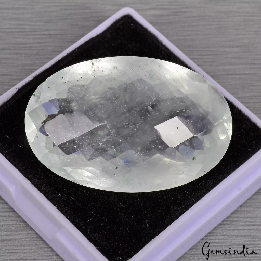 64.40 Ct Natural Green Aquamarine Oval Checker Cut Untreated Brazil Gemstone
