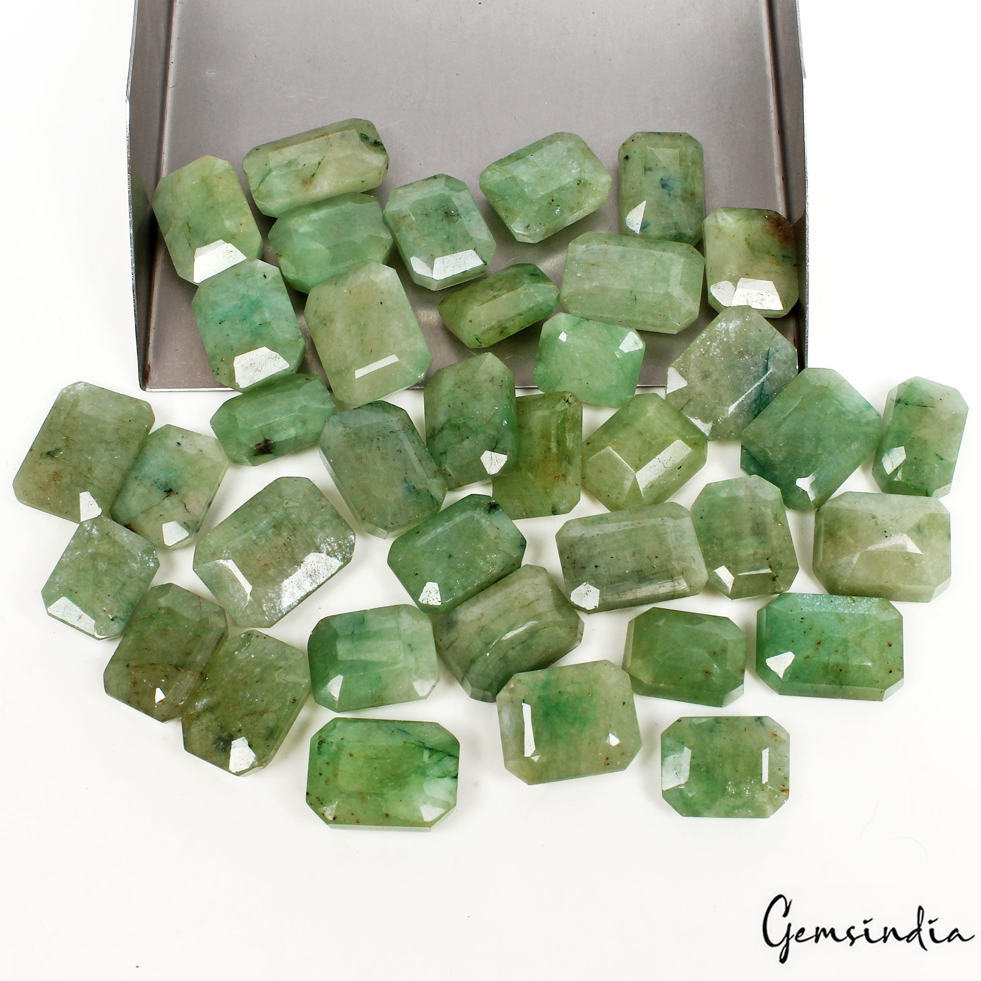 500 Ct/37 Pcs Natural Brazilian Bottle Green Emerald Octagon Cut Loose Gems Lot
