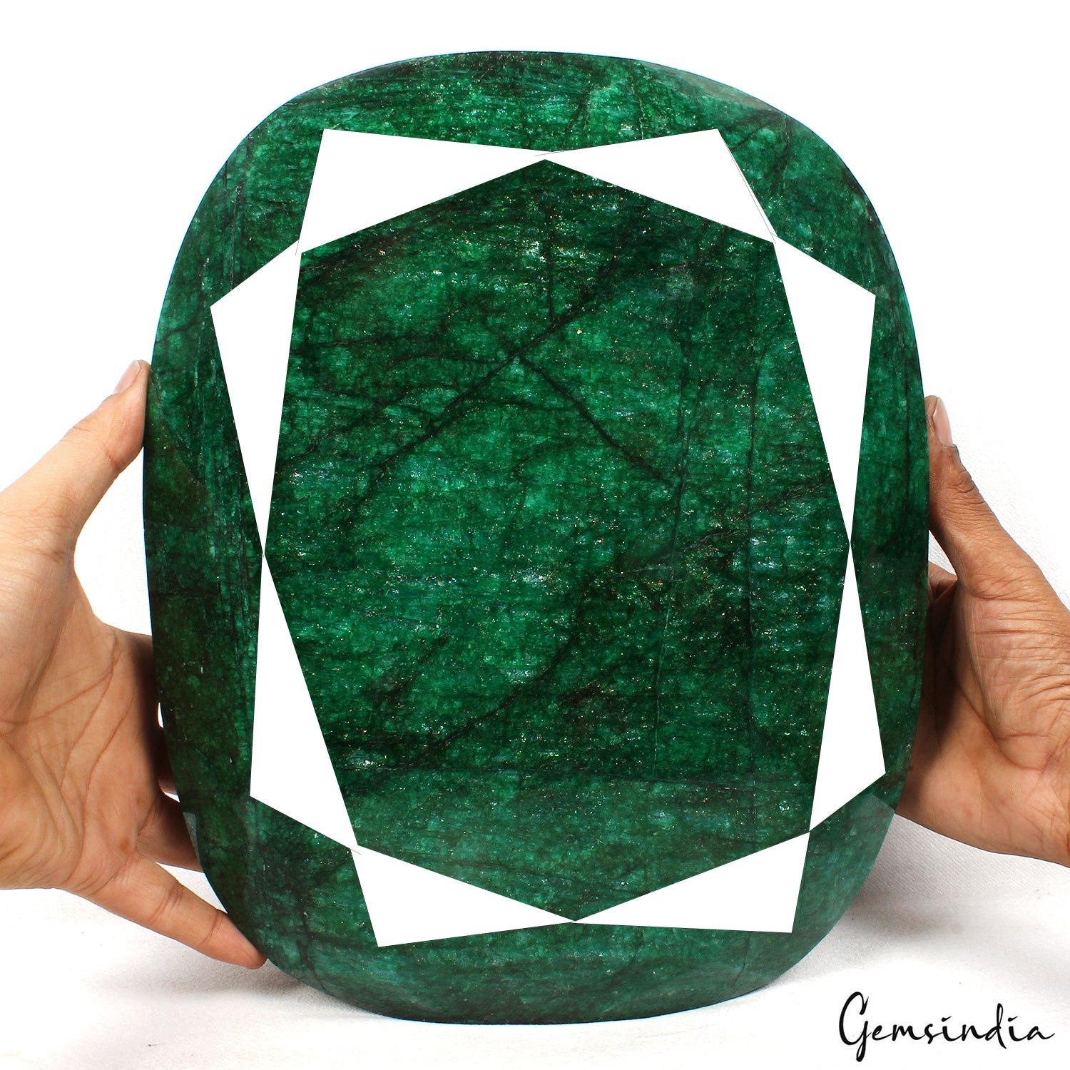 17.6 kilo Natural Green Emerald Rare Oversized Oval Cut 12.5*10" Brazil Gemstone