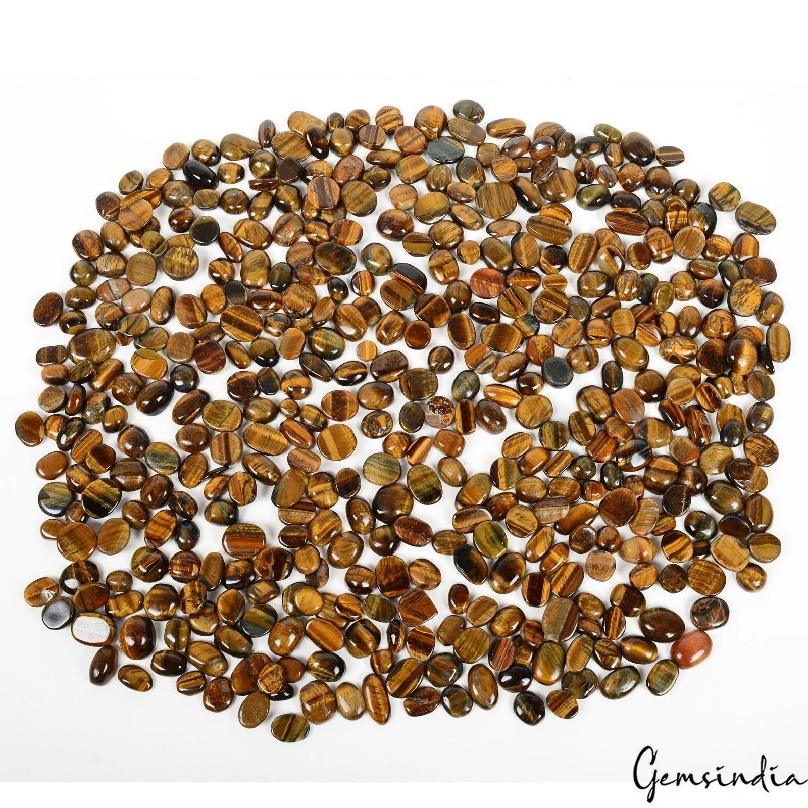 3500 Cts/585 Pcs Natural Brown Tiger Eye Mix Cab Loose Gems Superb Wholesale Lot
