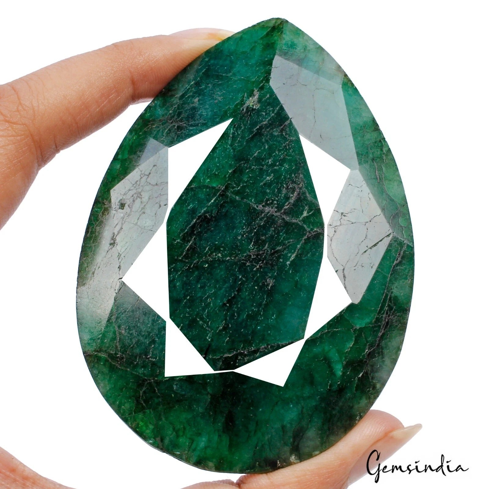 730 Cts Natural Green Dark Brazilian Emerald Pear Faceted Earth Mined Loose Gem