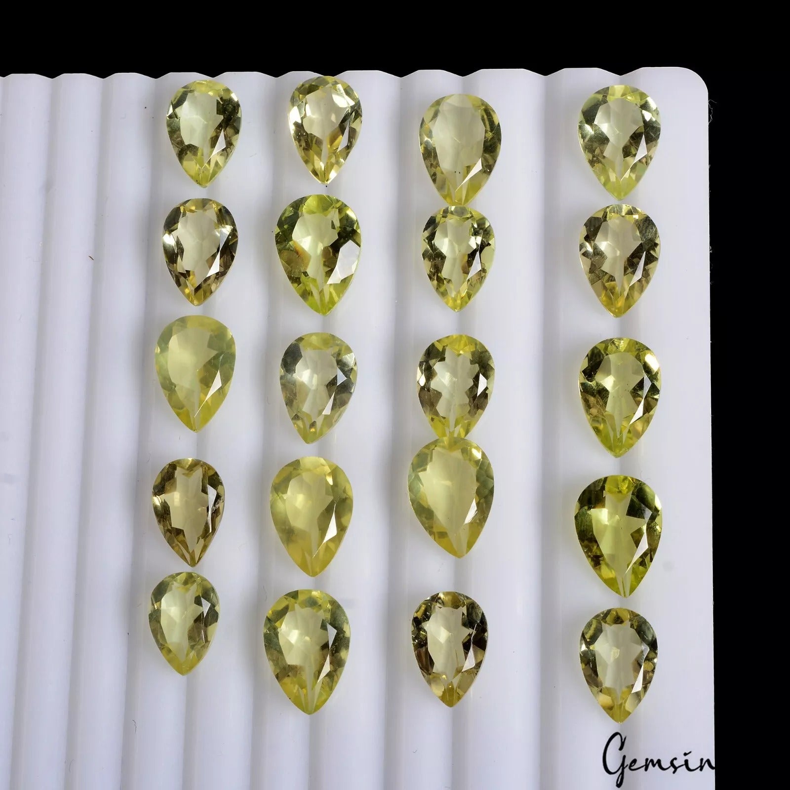 81 Ct/20 Pcs Natural Lemon Quartz Citrine Untreated Loose Pear Cut 11-14mm Gems