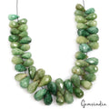 230 Cts/50 Pcs Natural Green Emerald Pear Checker Cut Loose Drill Briolette Gems