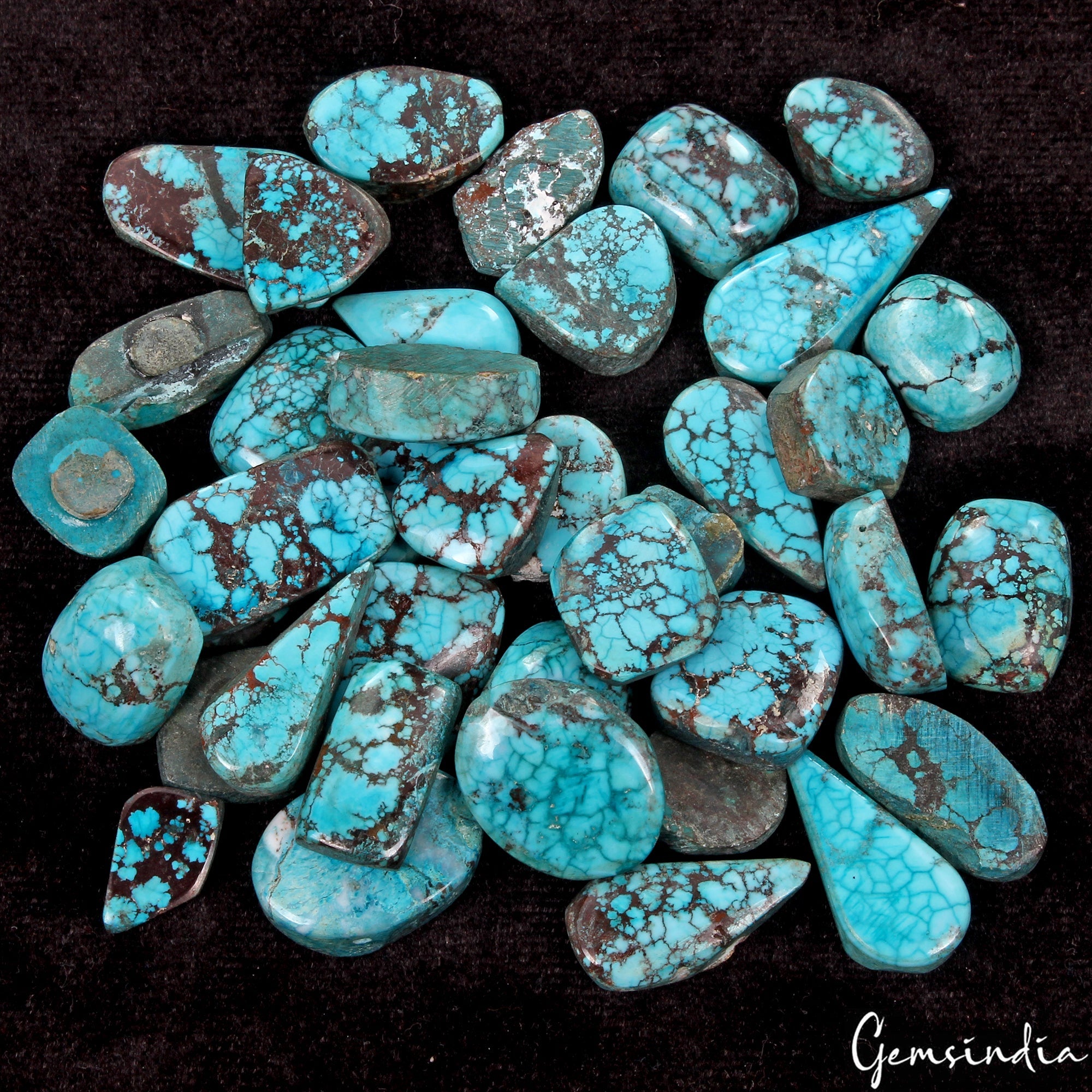 420 Ct/39 Pcs Natural USA Blue Turquoise Mix Cab Loose Wholesale Gemstones Lot