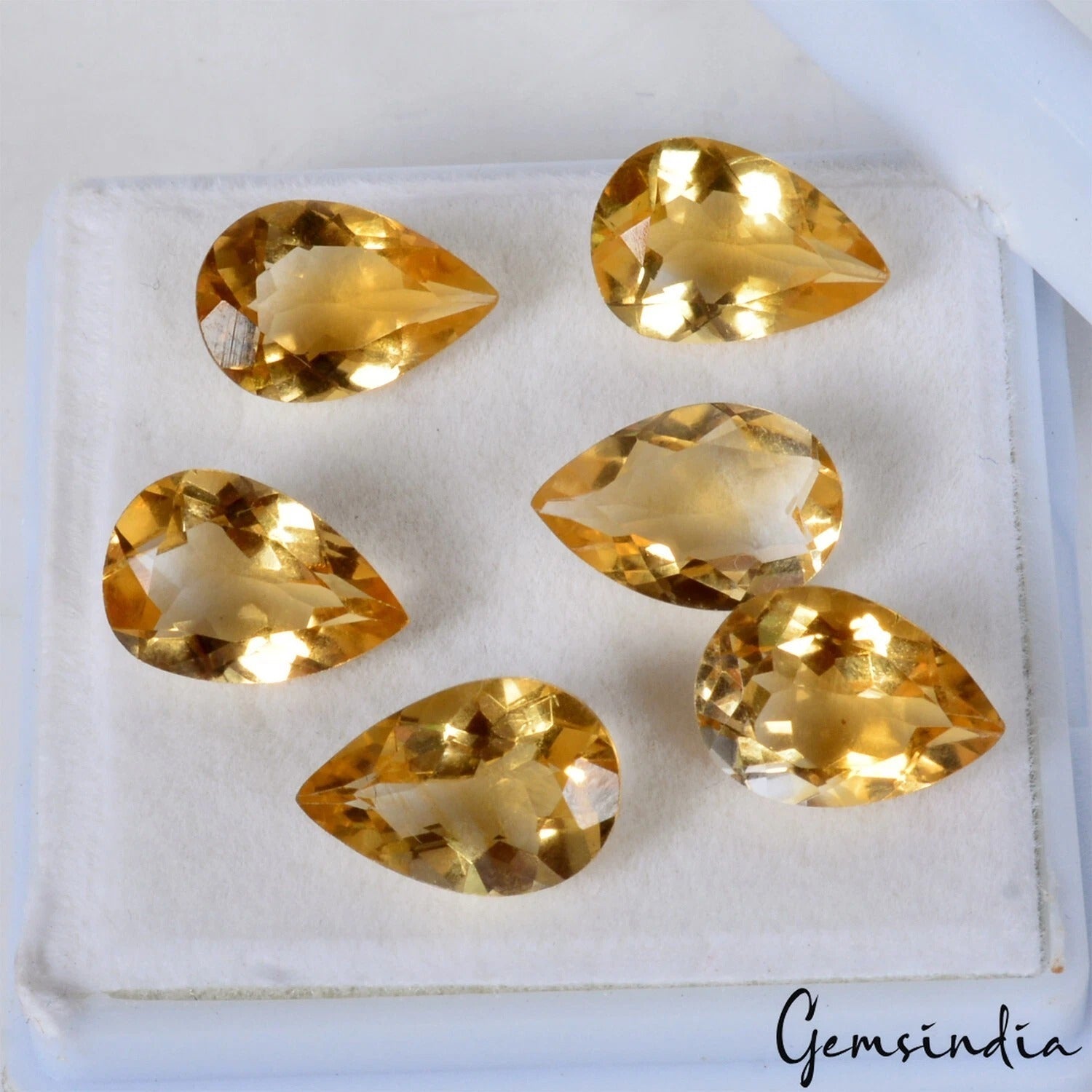15.10 Cts/6 Pcs Natural Untreated Golden Citrine Pear Calibrated 12c8mm Gems Lot