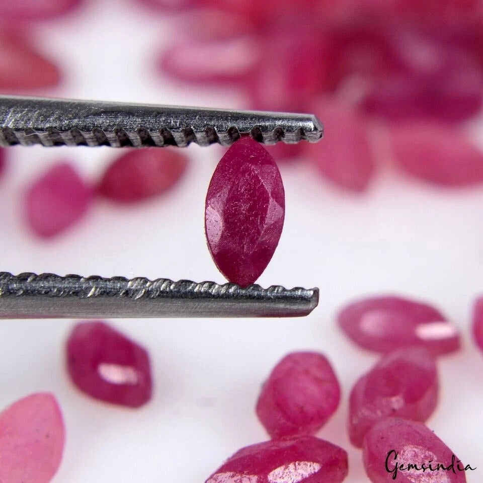 Ruby Lot, Loose Gemstone, Color Enhanced, Red — 110 Pieces, 4x2 mm, 17.80 Ct