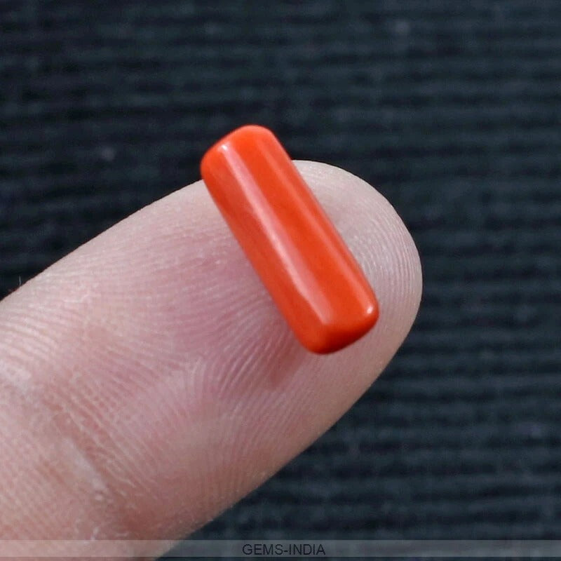 Certified 2.40 Ct Natural Untreated Precious Italian Red Coral Capsule Shape Gem