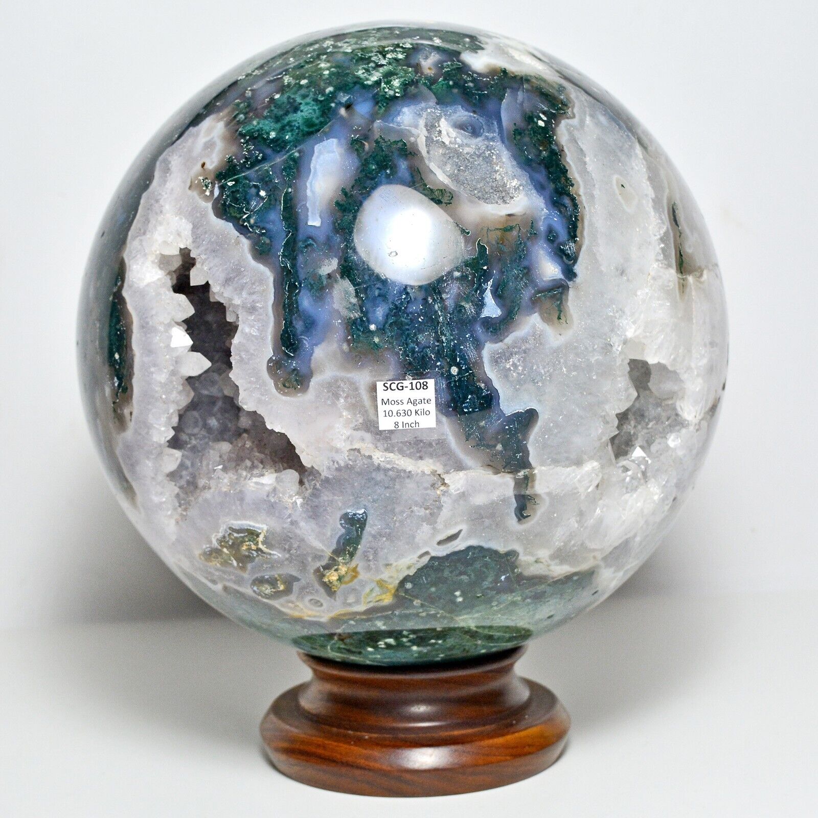 Moss Agate Sphere, Untreated — 8 Inch, 10.63 Kg (53150 Ct)