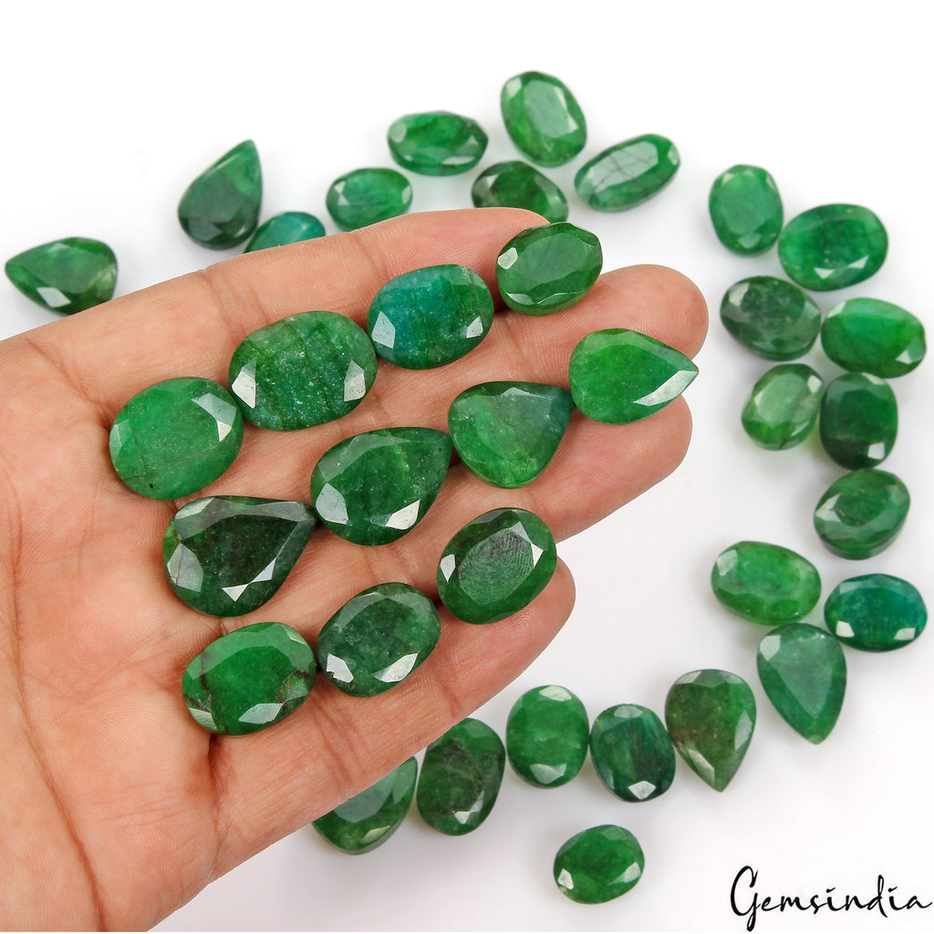 560 Ct Natural Finest Green Emerald Mix Cut Loose Ring Size Gemstones ~36 Pcs