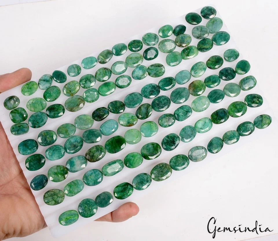 1000 Ct 103 Pcs Natural Brazilian Emerald Green Oval Cut Loose 11-18mm Gemstones