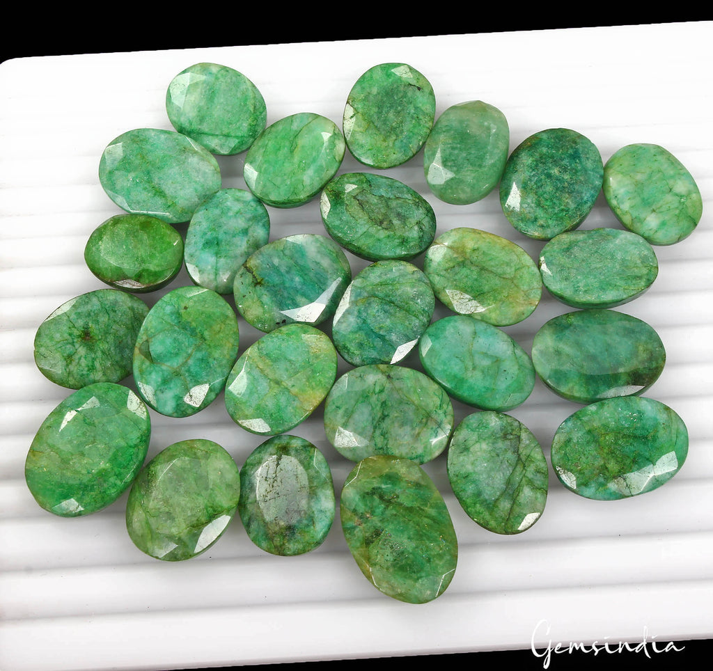 660 Cts/26 Pcs Natural Brazilian Green Emerald Oval Cut Loose Gems For Jewelry