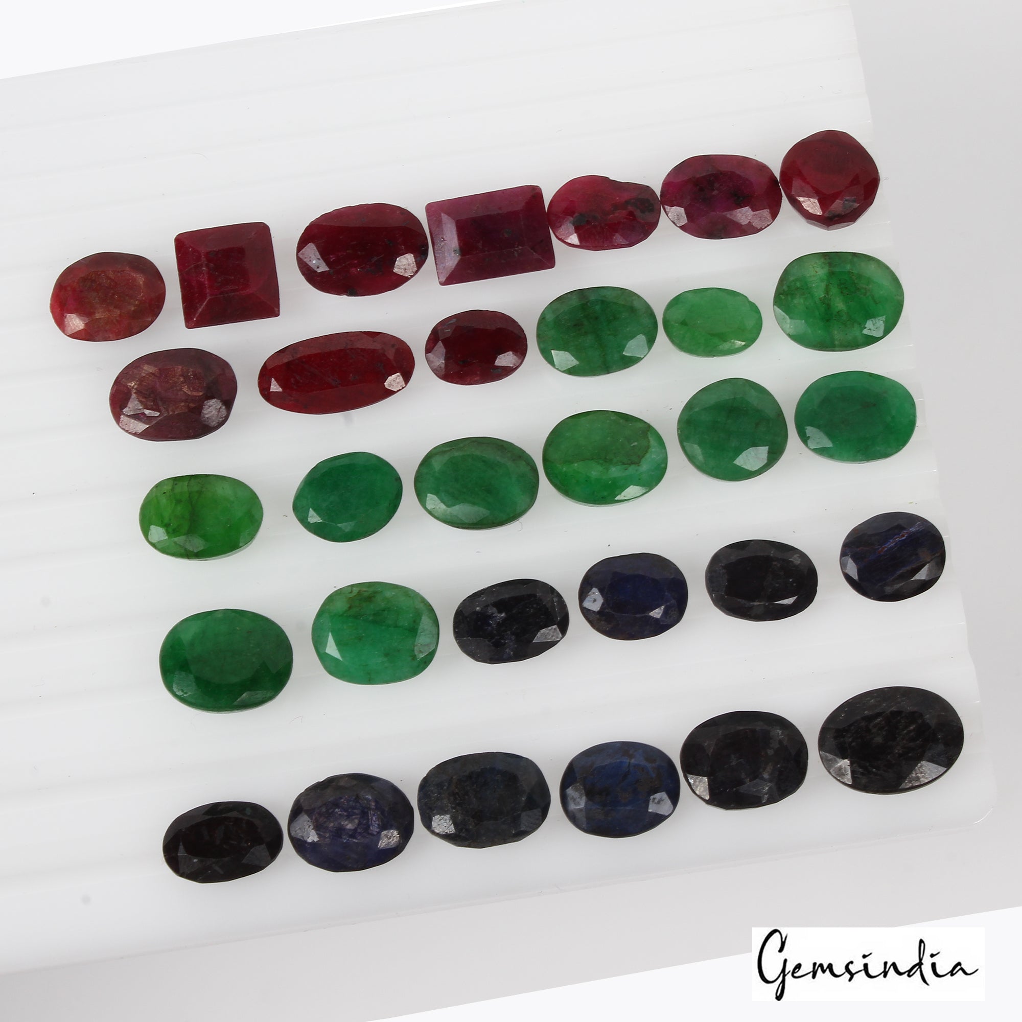 250.00 Cts/31 Pcs Natural Multi Color Ruby Emerald Sapphire Mix Gems Lot-11-18mm