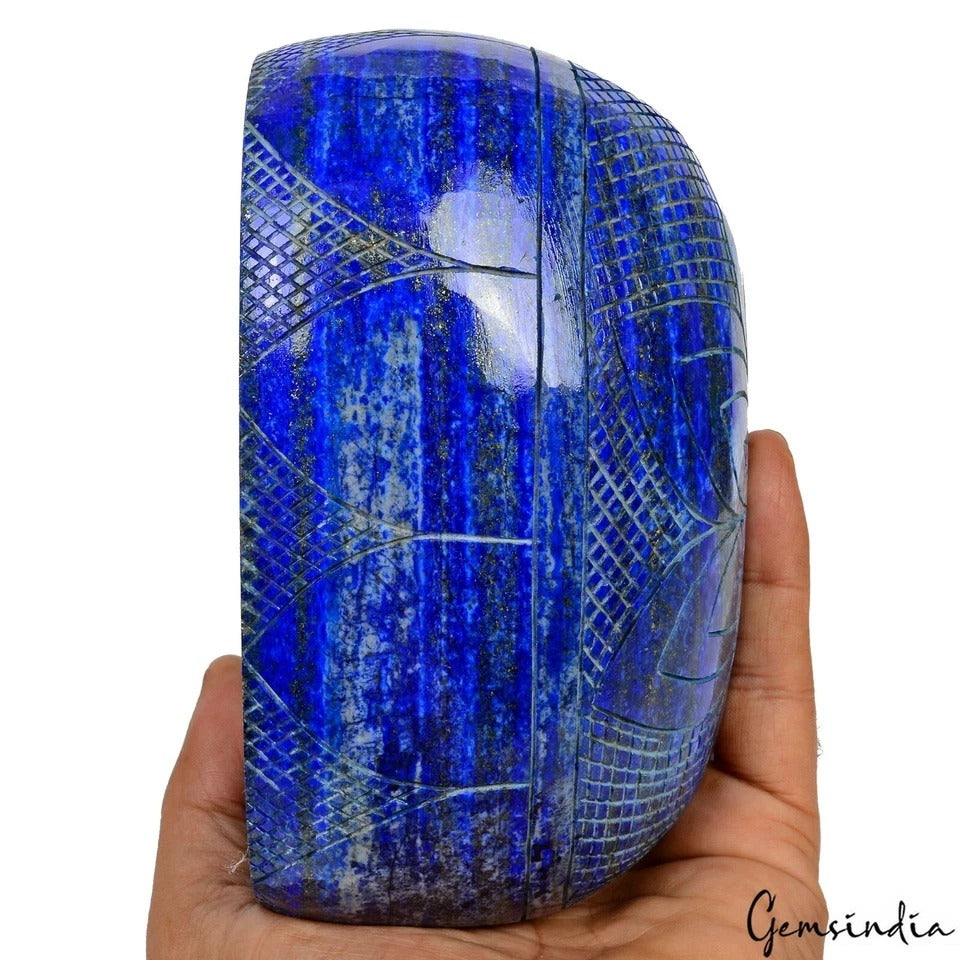2.5 Kilo Natural Lapis Lazuli Oval Carving Earth Mined Huge Museum Size Gemstone
