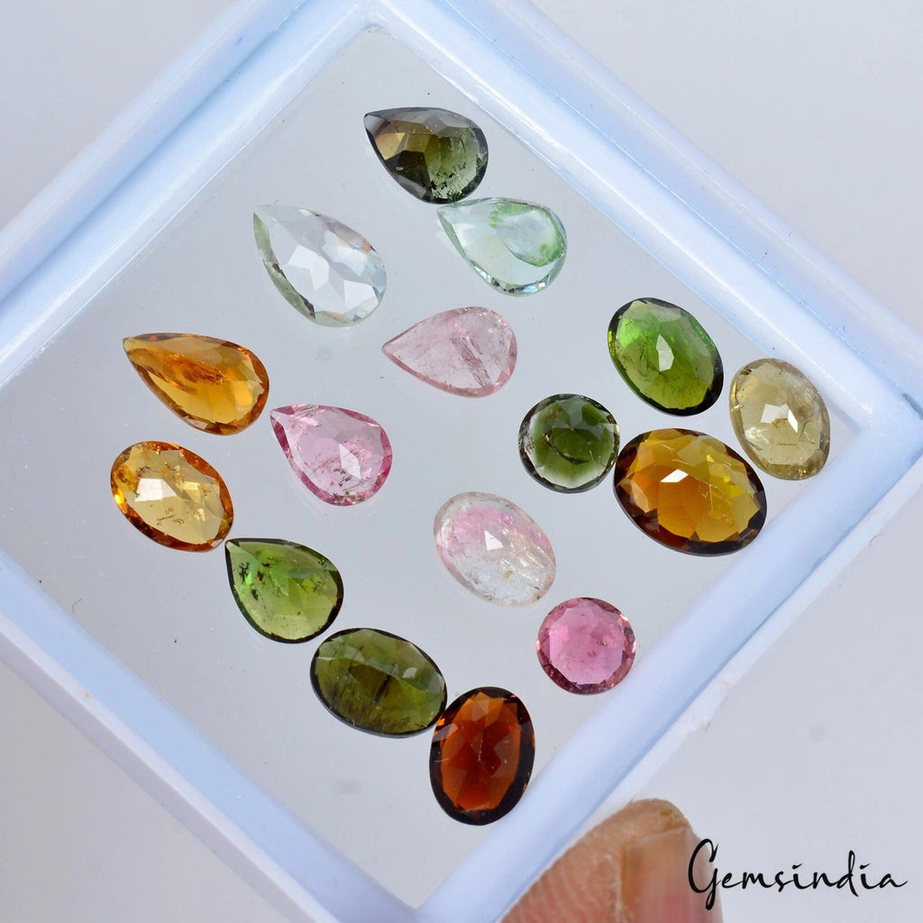 10.90 Cts/16 Pcs Natural Multi Color Tourmaline Mixed Cut Loose Gems For Jewelry