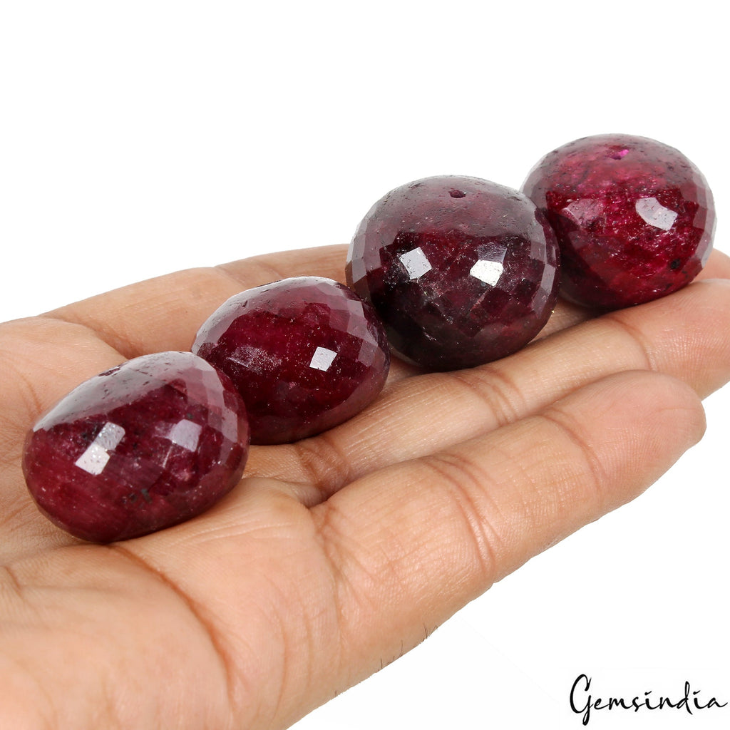 570 Ct Natural Red Ruby Round Checker Cut Earth Mined Loose Drilled Beads Gems
