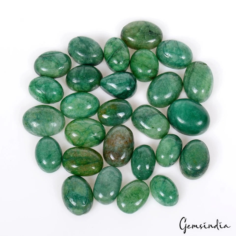 300 Ct/27 Pcs Natural Brazilian Green Emerald Oval Cab Loose Wholesale Gems Lot