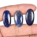 Certified 73 Cts/3 Pcs Natural Blue Sapphire Oval Cab Loose Gems Lot For Jewelry