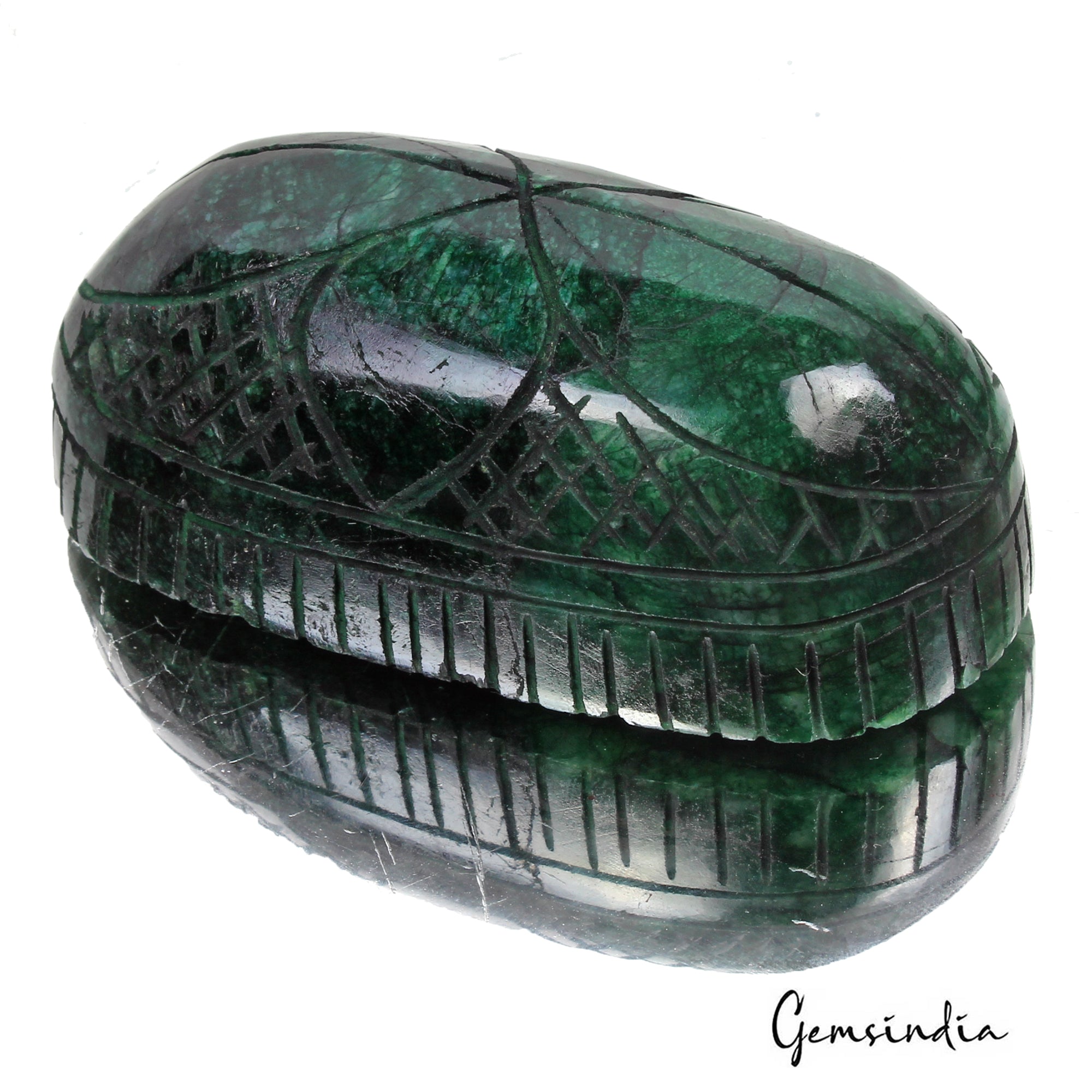 750 Ct Natural Dark Green Zambian Emerald Oval Cut Carving Earth Mined Gemstone