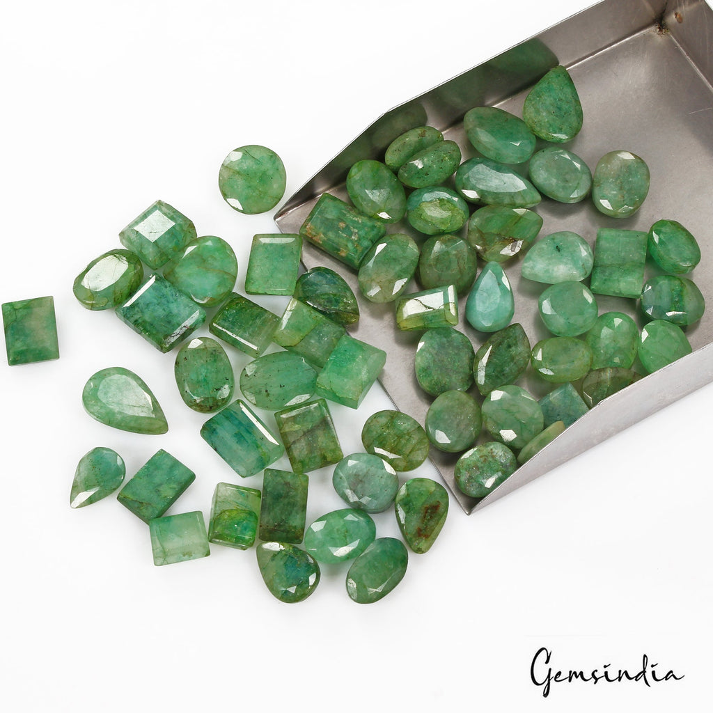 680 Cts/58 Pcs Natural Brazilian Green Emerald Mix Cut Loose 12mm-22mm Gems Lot