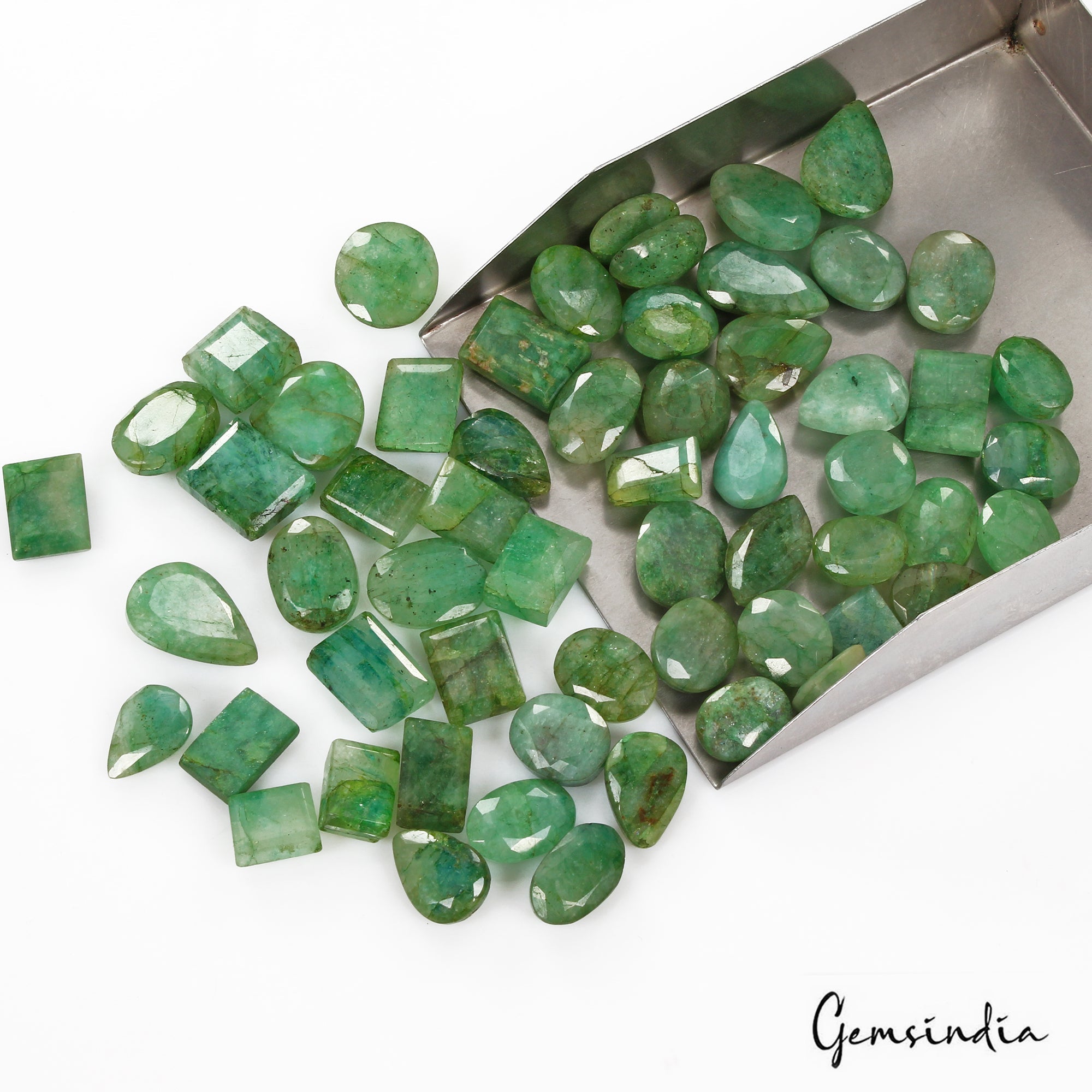 680 Cts/58 Pcs Natural Brazilian Green Emerald Mix Cut Loose 12mm-22mm Gems Lot