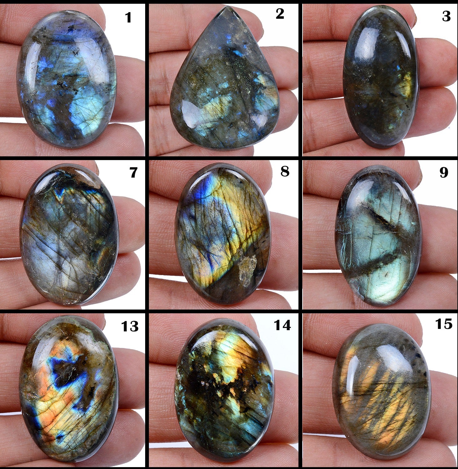 36 Pcs Natural Multi Flash Labradorite Mix Cabochon Loose Gemstones~ 2000 Ct Lot